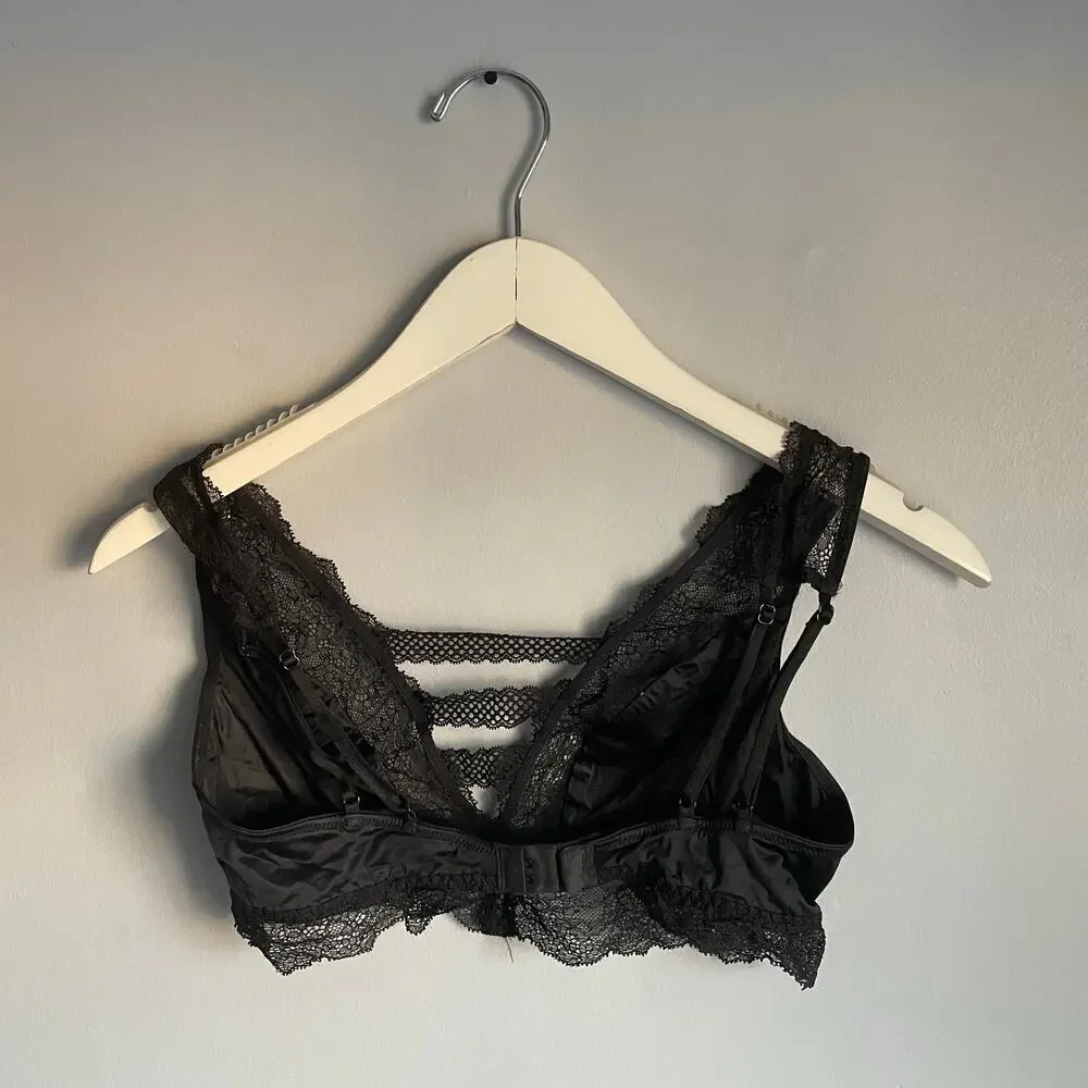 Black Lace Bralette Romantic Valentine's Day Whimsigoth Goth Punk 14